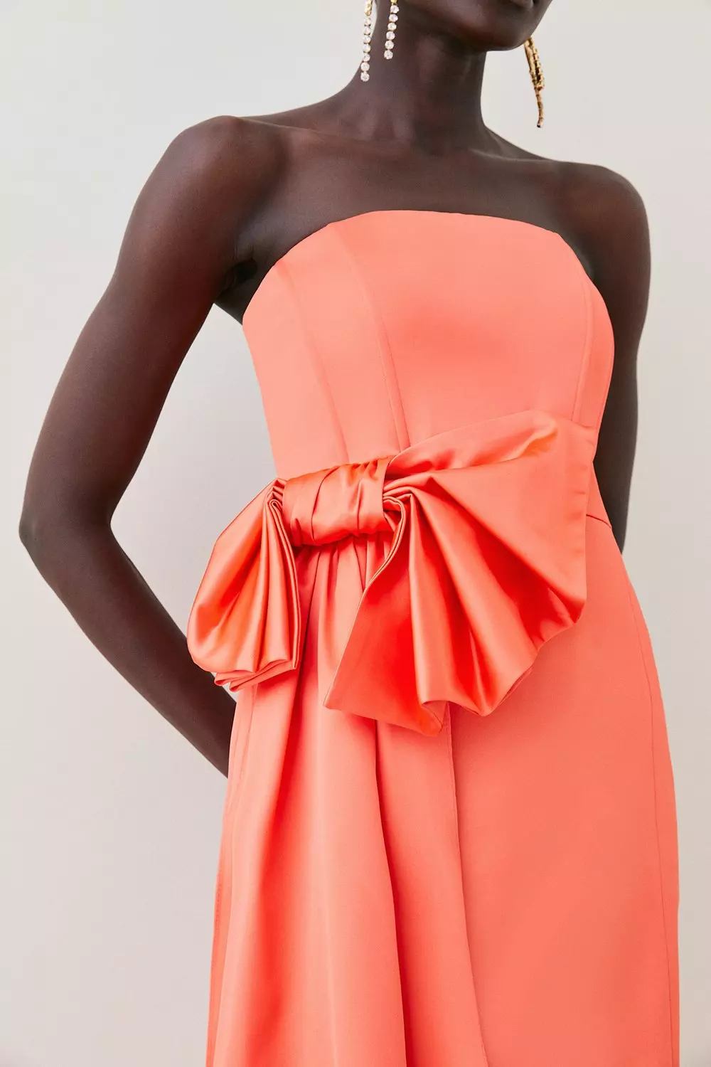 Karen millen sale coral bow dress